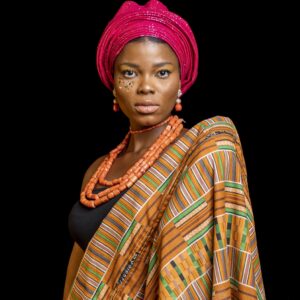 portrait african woman wearing traditional accessories posing